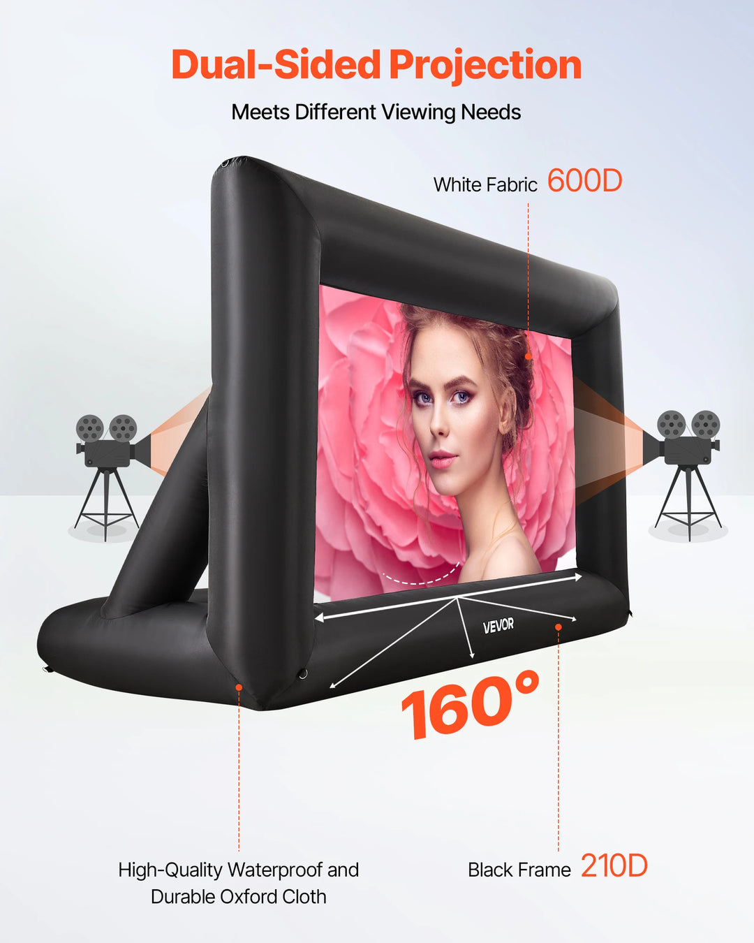 SucceBuy Inflatable Outdoor Projector Screen — 14, 16, or 20 ft with Air Blower for Backyard, Pool &amp; Events