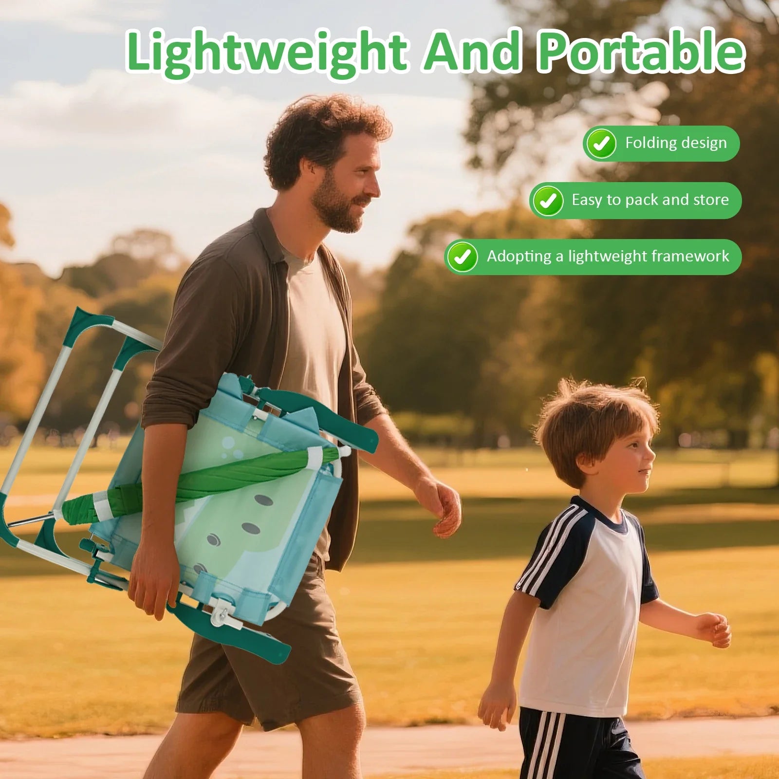 Kids Folding Beach Chair with Sun Umbrella | Lightweight Outdoor Chair