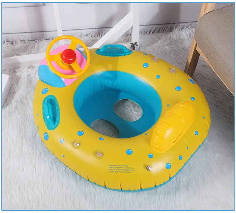 Inflatable Baby Toys Swim Ring Floating Seat Outdoor Swimming Pool Sun Shade Toddler Swim Circle Beach Water Toys for Children