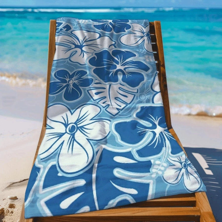 Blue Hibiscus Tropical Beach Towel – Multiple Sizes