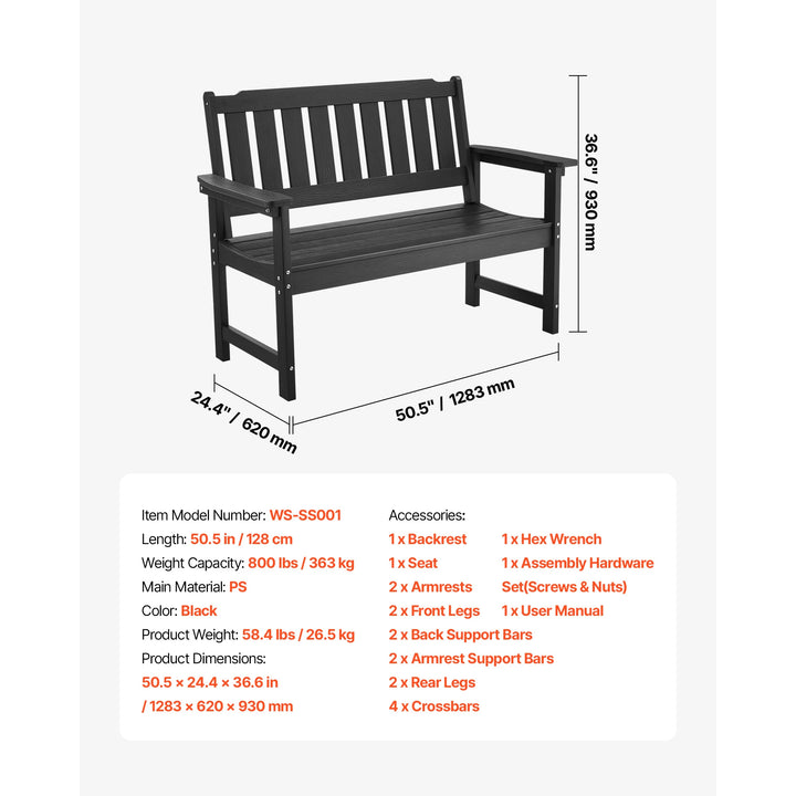 SucceBuy Outdoor Garden Bench — Metal &amp; Wood Park Bench with 480 lb Capacity | Multiple Sizes