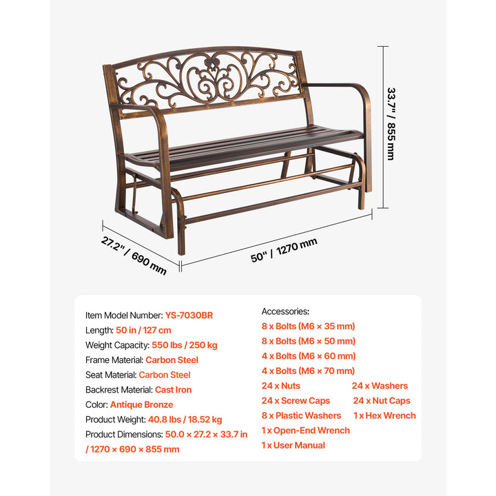 SucceBuy Outdoor Garden Bench — Metal &amp; Wood Park Bench with 480 lb Capacity | Multiple Sizes