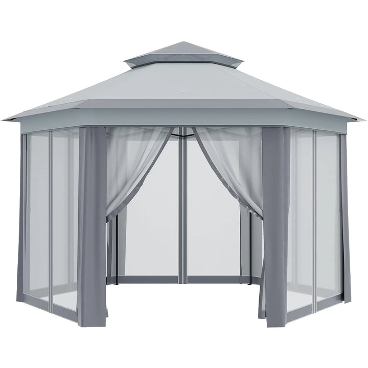 79.5" Foldable Gazebo Tent, Outdoor Canopy Tent With Mosquito Netting, Double-Layer Pop Up Canopy For Backyard &amp; Patio Furniture