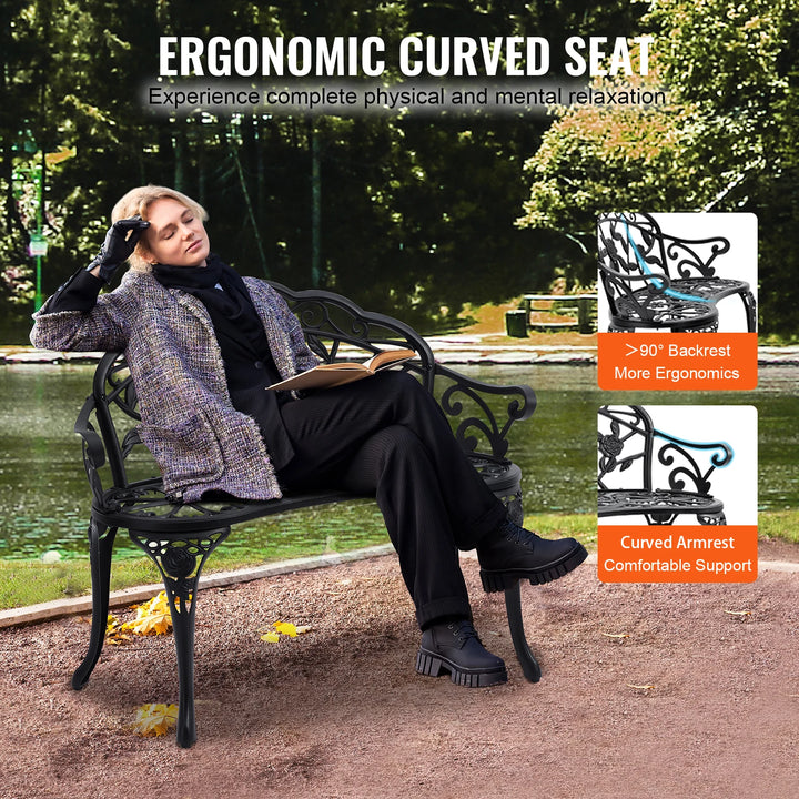 SucceBuy Outdoor Garden Bench — Metal &amp; Wood Park Bench with 480 lb Capacity | Multiple Sizes