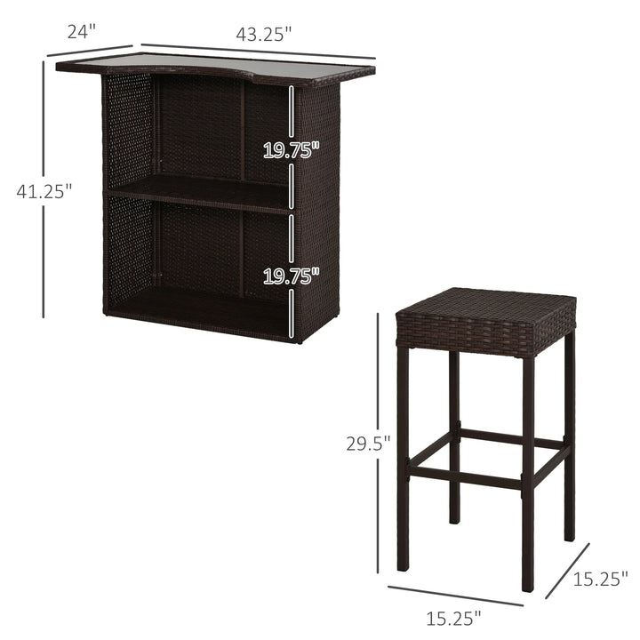 5 件套 Outdoor Rattan Pe Wicker Bar Set Bistro Patio Furniture Table Stool