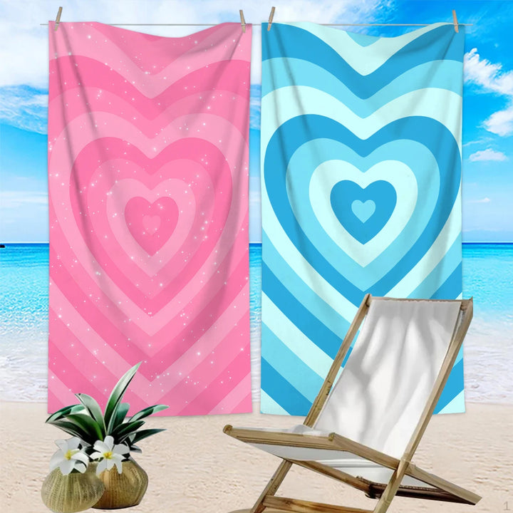 Heart Print Couples Beach Towel – Single or 2-Pack