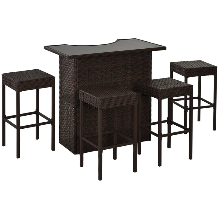 5 件套 Outdoor Rattan Pe Wicker Bar Set Bistro Patio Furniture Table Stool