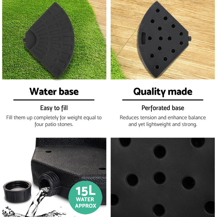 NNEDSZ 3M Umbrella with 48x48cm Base Outdoor Umbrellas Cantilever Sun Beach Garden Patio Black-4