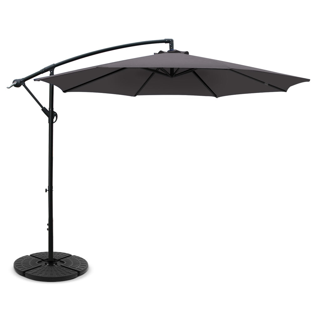 NNEDSZ 3M Umbrella with 48x48cm Base Outdoor Umbrellas Cantilever Sun Beach Garden Patio Charcoal-0