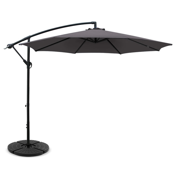 NNEDSZ 3M Umbrella with 48x48cm Base Outdoor Umbrellas Cantilever Sun Beach Garden Patio Charcoal-0