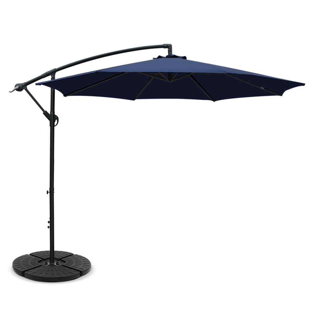 NNEDSZ 3M Umbrella with 48x48cm Base Outdoor Umbrellas Cantilever Sun Beach Garden Patio Navy-0