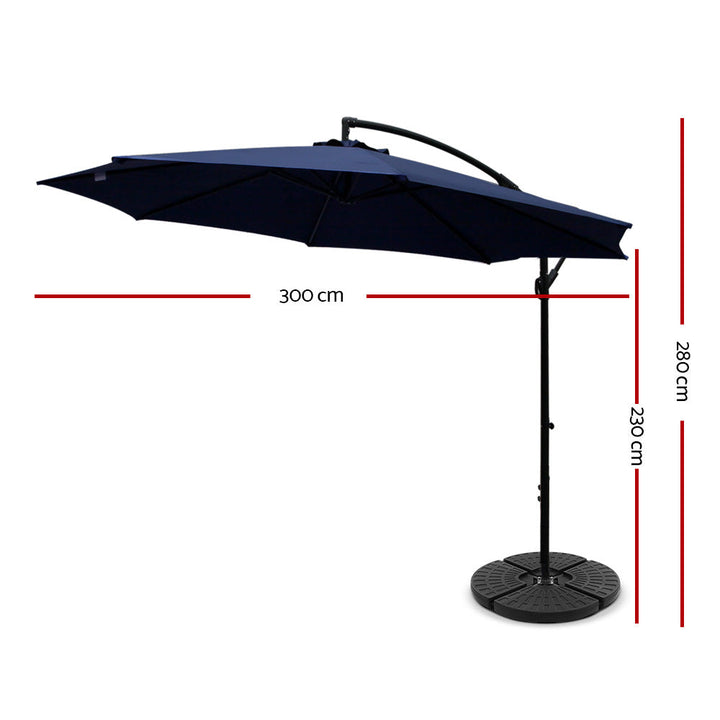 NNEDSZ 3M Umbrella with 48x48cm Base Outdoor Umbrellas Cantilever Sun Beach Garden Patio Navy-1