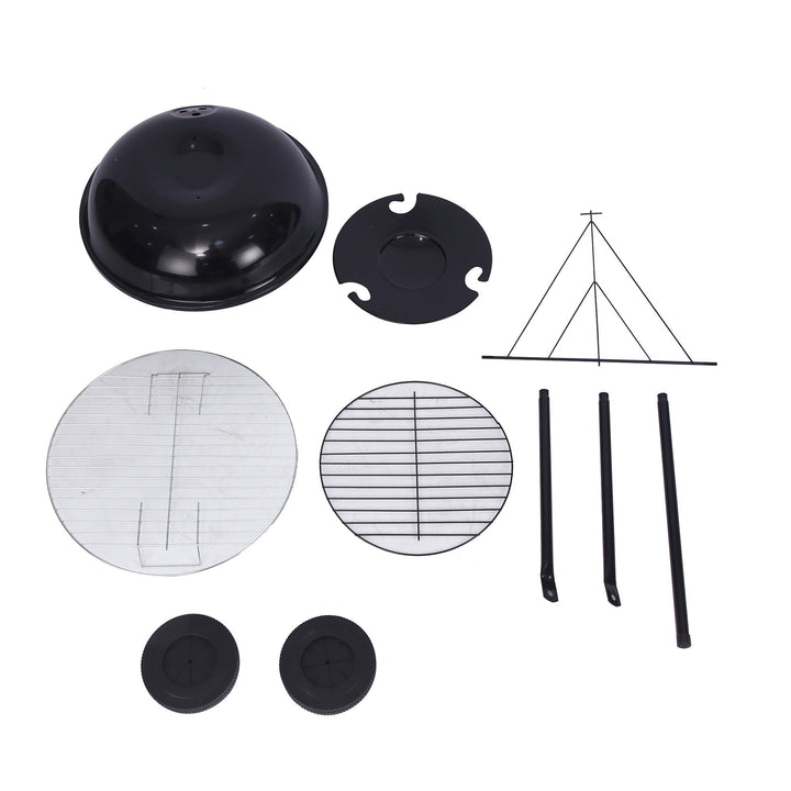 Outdoor Folding Apple-Shaped Stainless Steel Charcoal Barbecue Grill - 41cm Grill Net-2