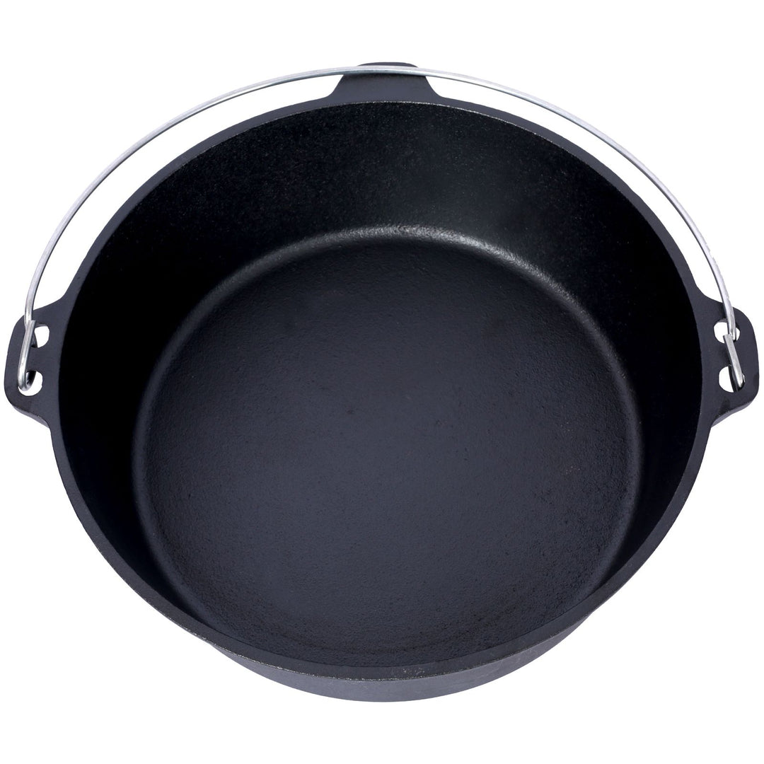 Pre-Seasoned Cast Iron Dutch Oven for Camping, Fireplace Cooking, BBQ &amp; Baking, with Lid &amp; Leg Base