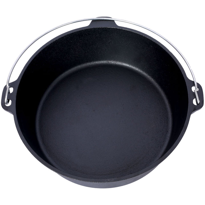 Pre-Seasoned Cast Iron Dutch Oven for Camping, Fireplace Cooking, BBQ &amp; Baking, with Lid &amp; Leg Base