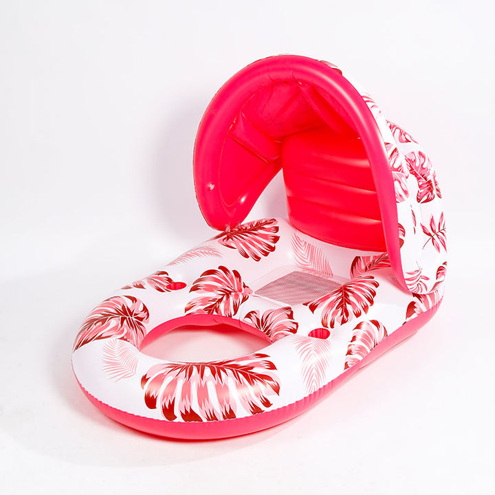 Pool Float with Cup Holder &amp; Sunshade | Thick Large Float with Air Pump