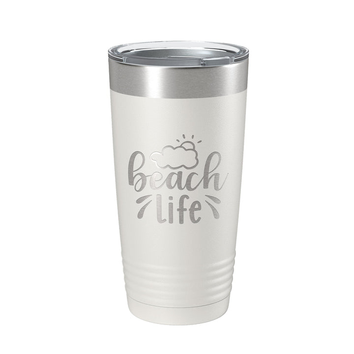 Beach Life Tumbler Sunshine Travel Mug Insulated Laser Engraved Coffee Cup 20 oz