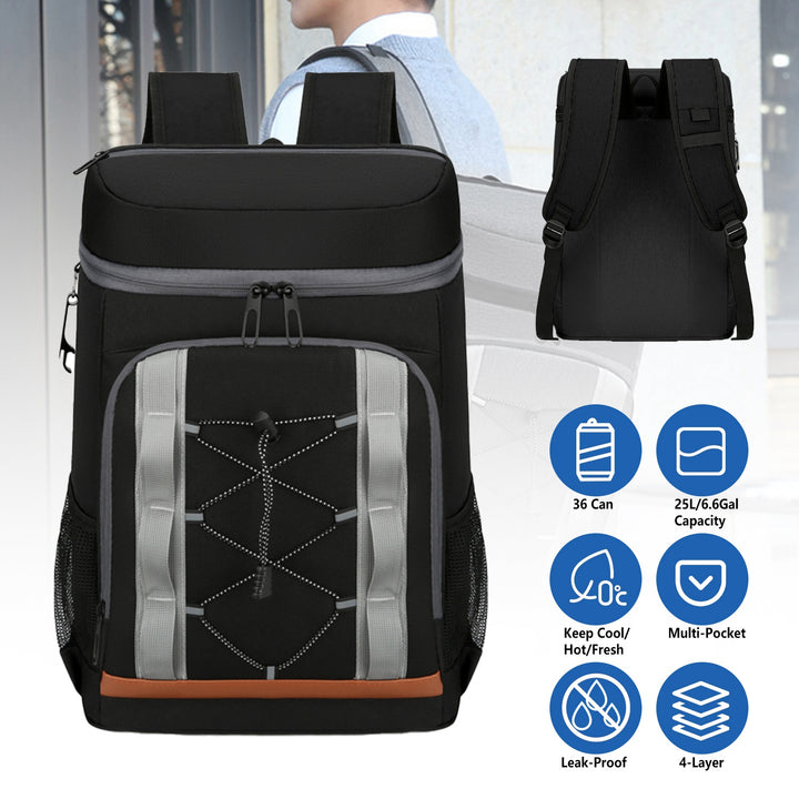 Grey-Black Backpack Leakproof Insulated Cooler