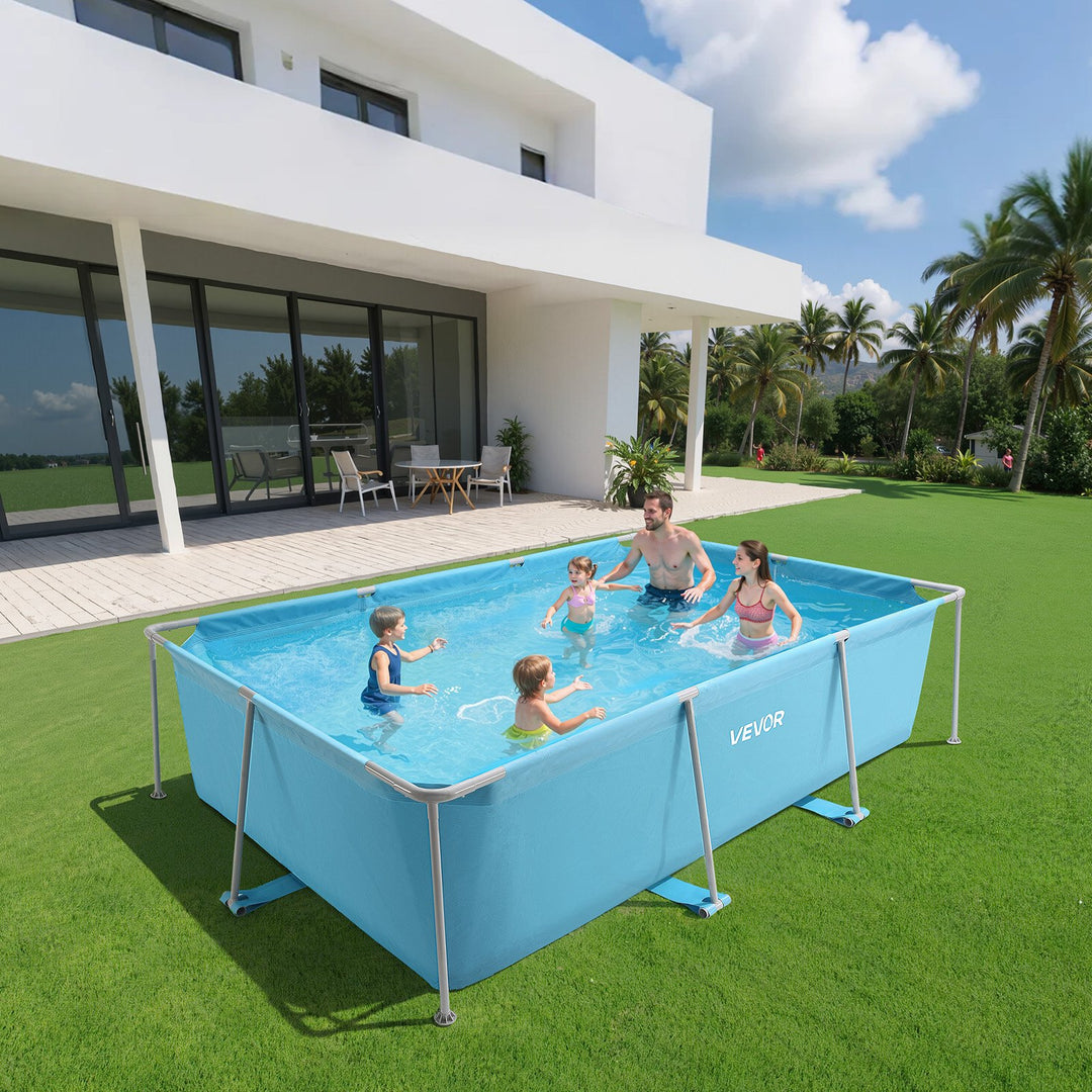 Steel Frame Above Ground Swimming Pool 118 X 78 X 30 In Rectangular Blue