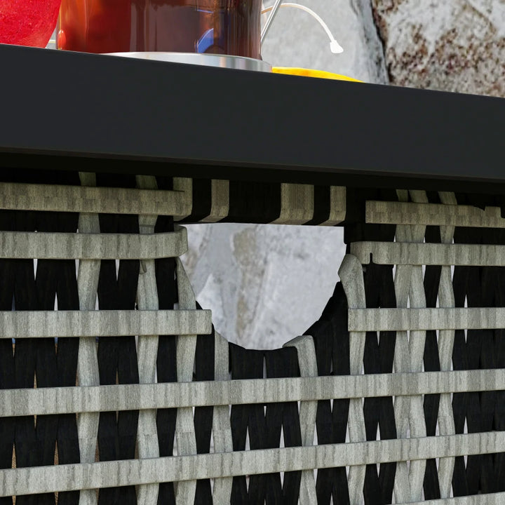 Outdoor Pool Towel Storage Cabinet | PE Rattan &amp; Steel | Mixed Gray