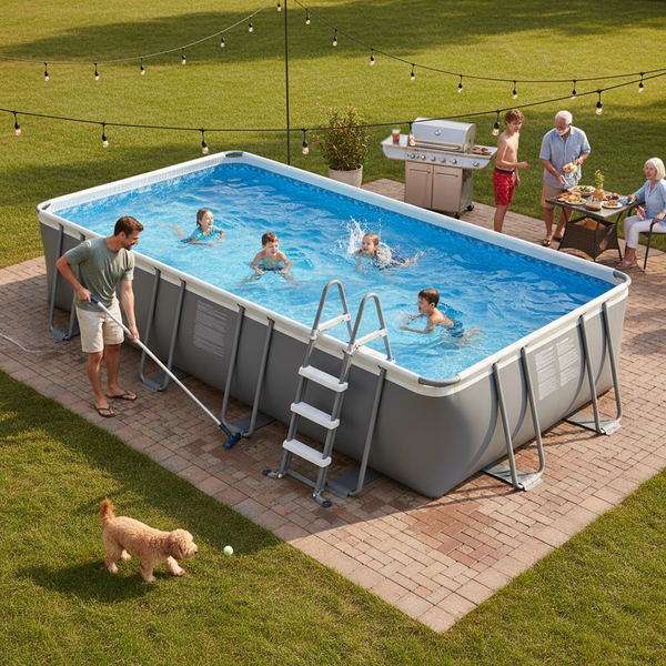 Above Ground Pool Family Scene Square
