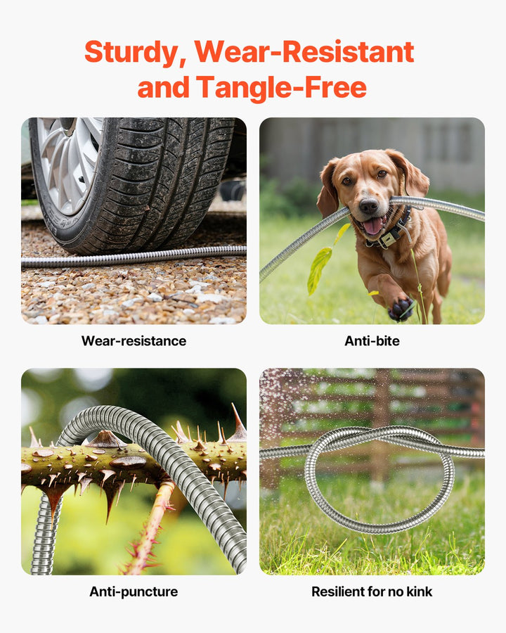 Metal Garden Hose 25 Ft, Rust Proof Stainless Steel Water Hose, Heavy Duty Backyard Hose With 10 Function Nozzle, No-Kink &amp; Flexible Water Pipe, Lightweight Metal Hose For Yard, Outdoor