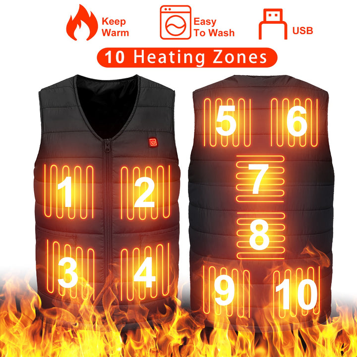 USB Heated Vest with 10 Heating Pads – Men &amp; Women