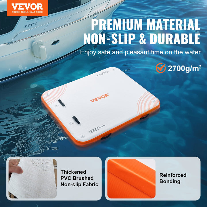 Inflatable Floating Dock 6x5ft | Non-Slip Platform with Ladder, D-Rings &amp; Carrying Bag
