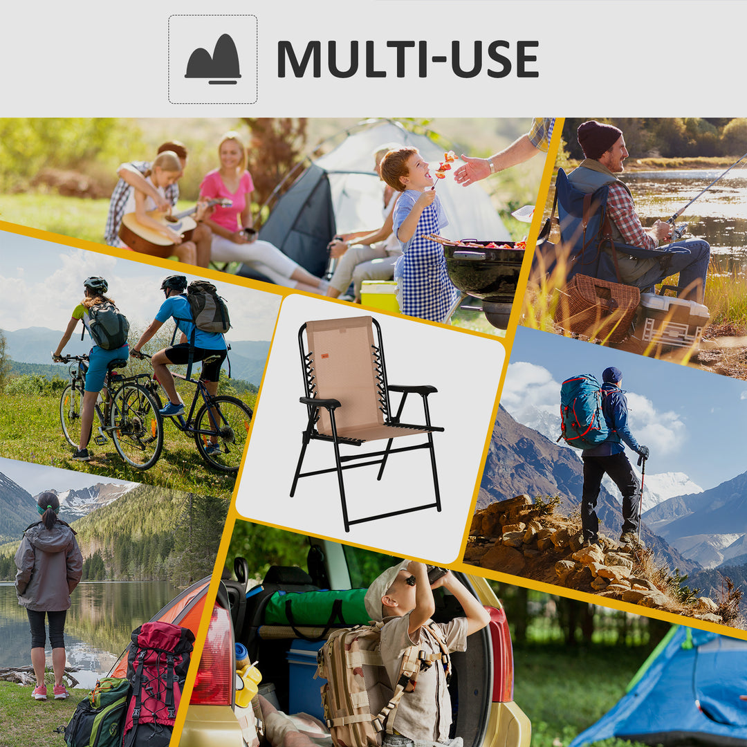 Outdoor Bungee Sling Folding Chair | Armrests | Portable Lawn Chair for Beach, Camping &amp; Patio