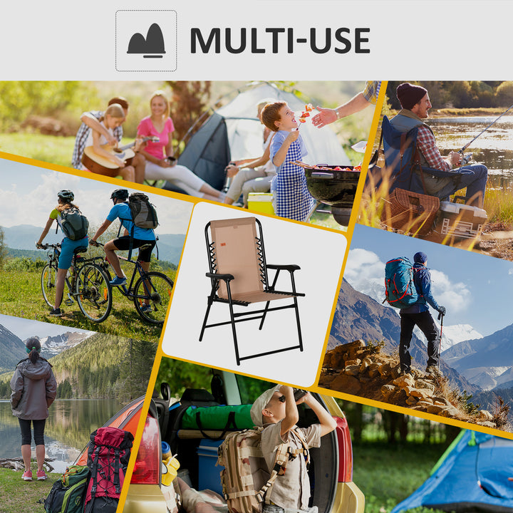 Outdoor Bungee Sling Folding Chair | Armrests | Portable Lawn Chair for Beach, Camping &amp; Patio