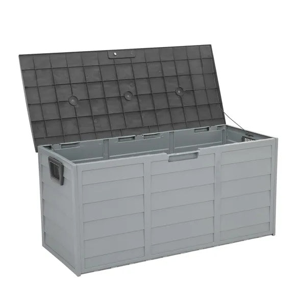 75 Gal / 260L Outdoor Garden Storage Deck Box with Wheels &amp; Lockable Lid, Grey