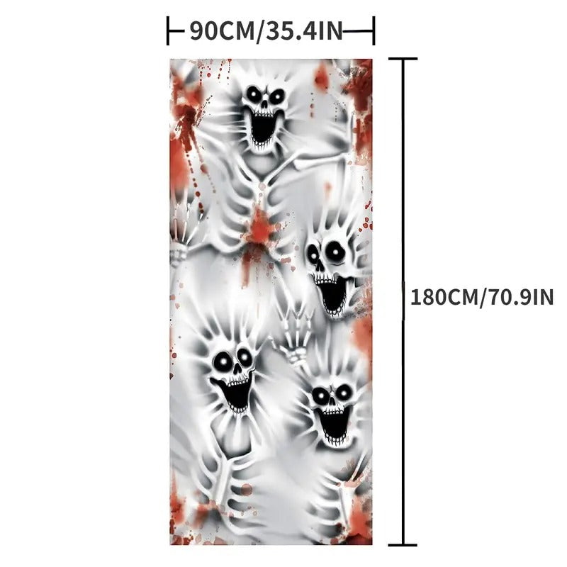 3D Scary Skeleton Door Cover for Indoor Outdoor Decor