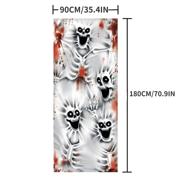 3D Scary Skeleton Door Cover for Indoor Outdoor Decor