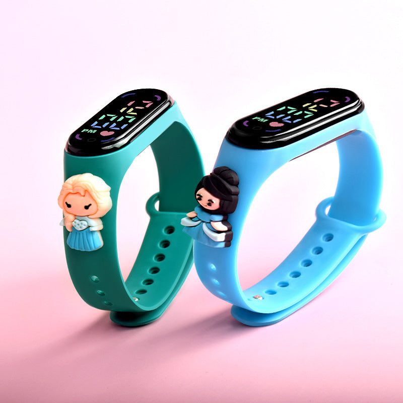 Cartoon Anime Princess LED Doll Sports Watch for Kids