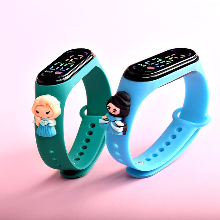 Cartoon Anime Princess LED Doll Sports Watch for Kids