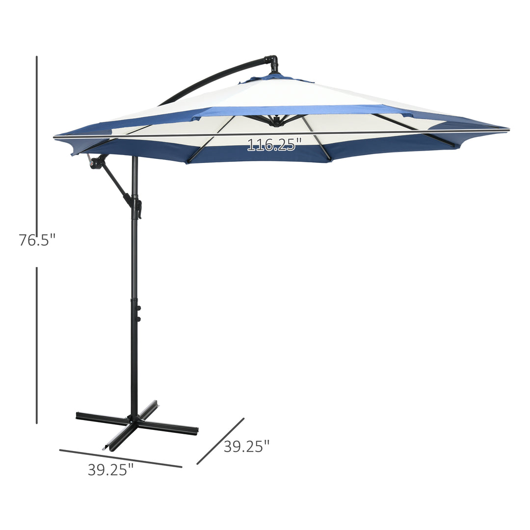 10 FT Cantilever Offset Patio Umbrella with Crank &amp; Cross Base | Navy Blue