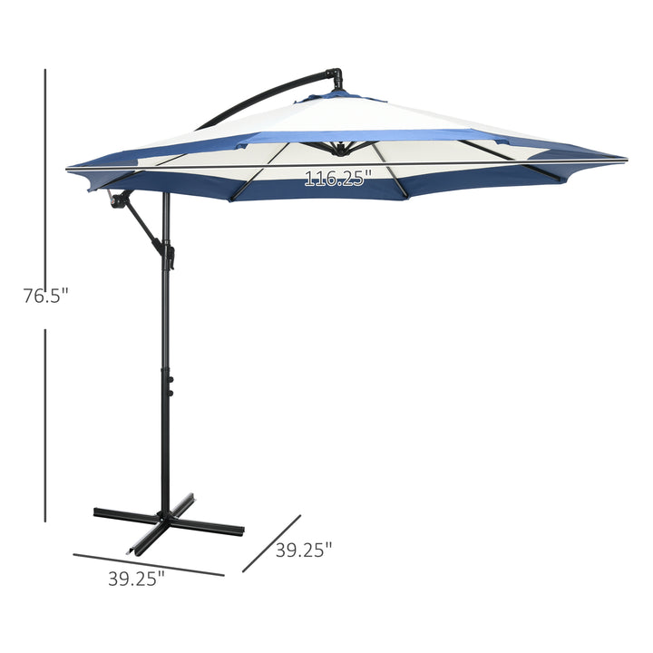 10 FT Cantilever Offset Patio Umbrella with Crank &amp; Cross Base | Navy Blue