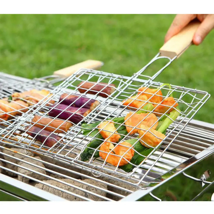 Stainless Steel Barbecue Clip with Wooden Handle