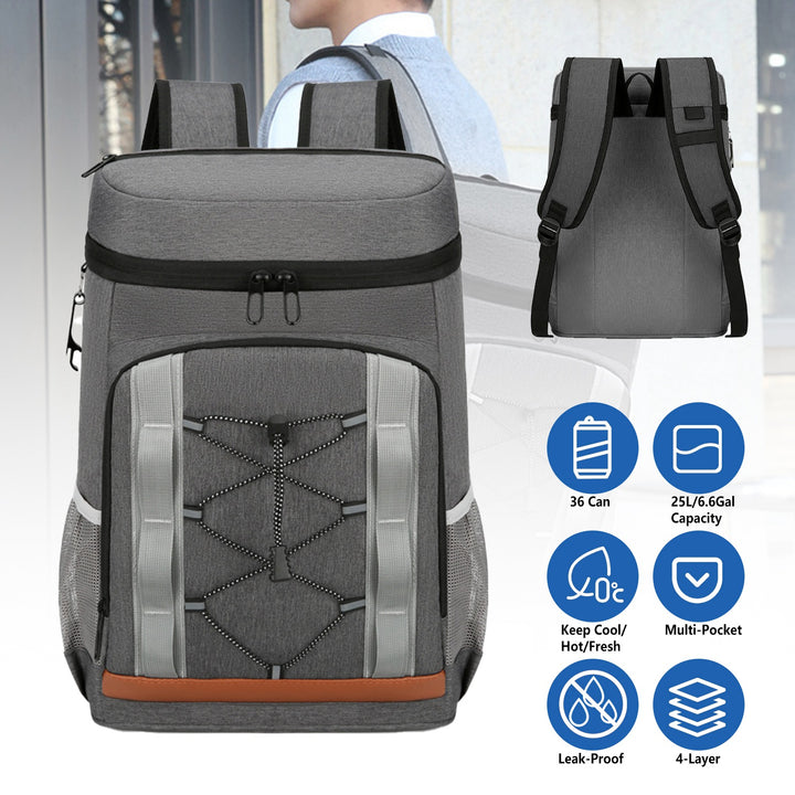 Grey-Black Backpack Leakproof Insulated Cooler