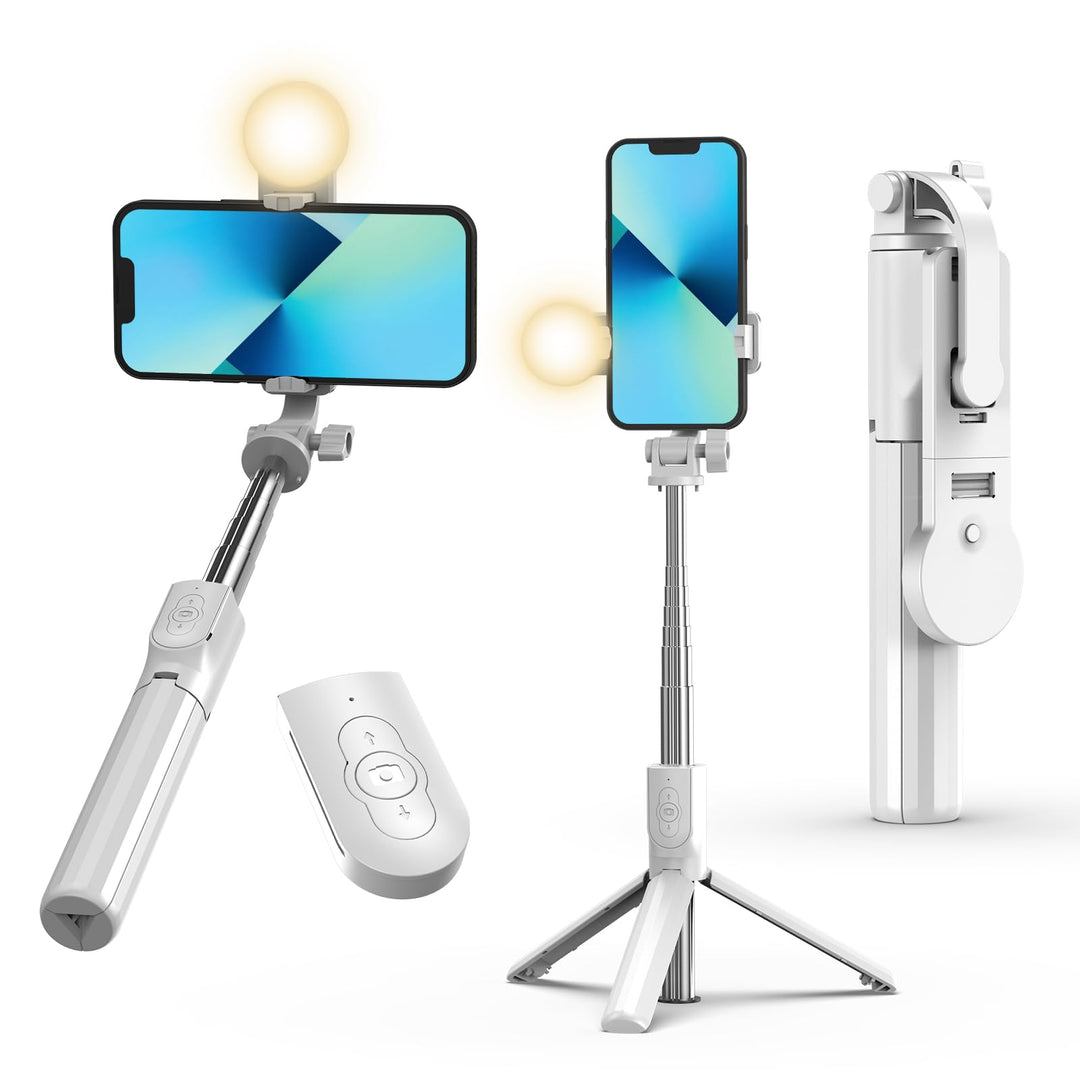 43" Selfie Stick Tripod with Wireless Remote &amp; Light