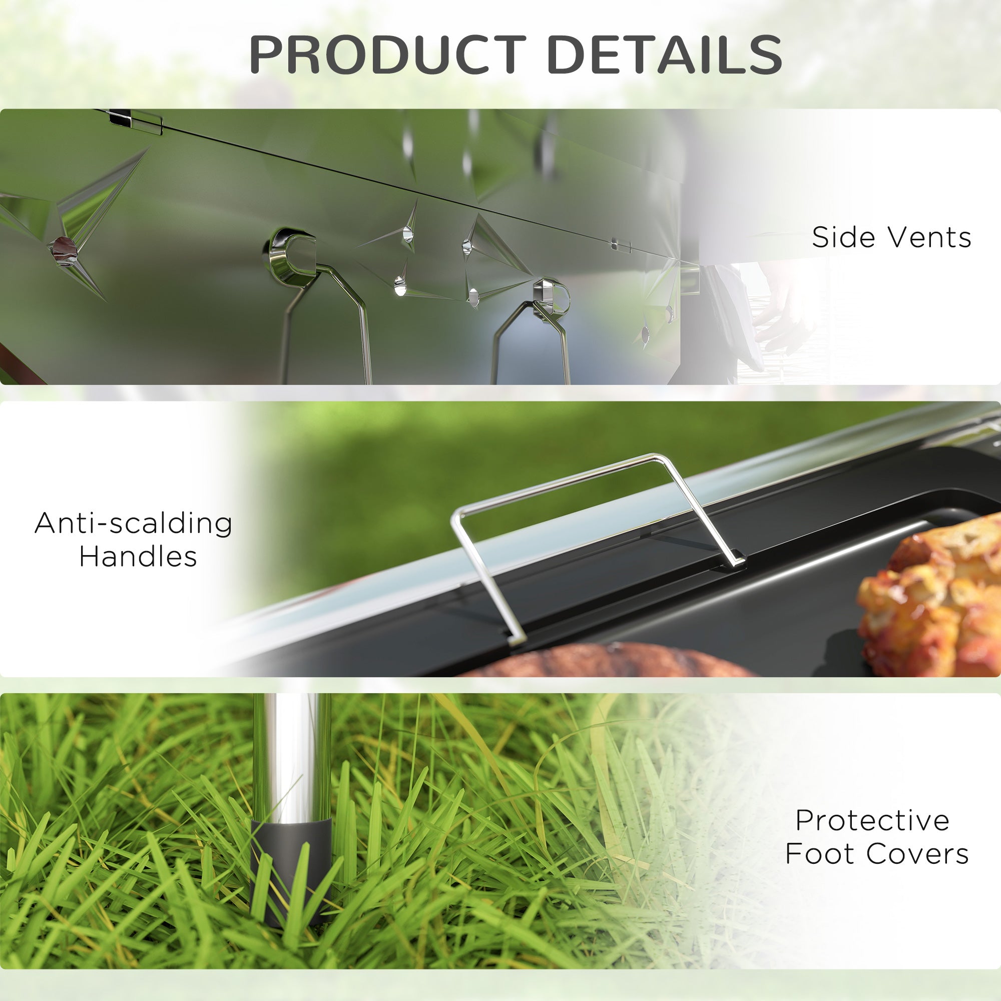 Portable Folding Stainless Steel Charcoal BBQ Grill for Camping, Tailgating & Picnics, Silver