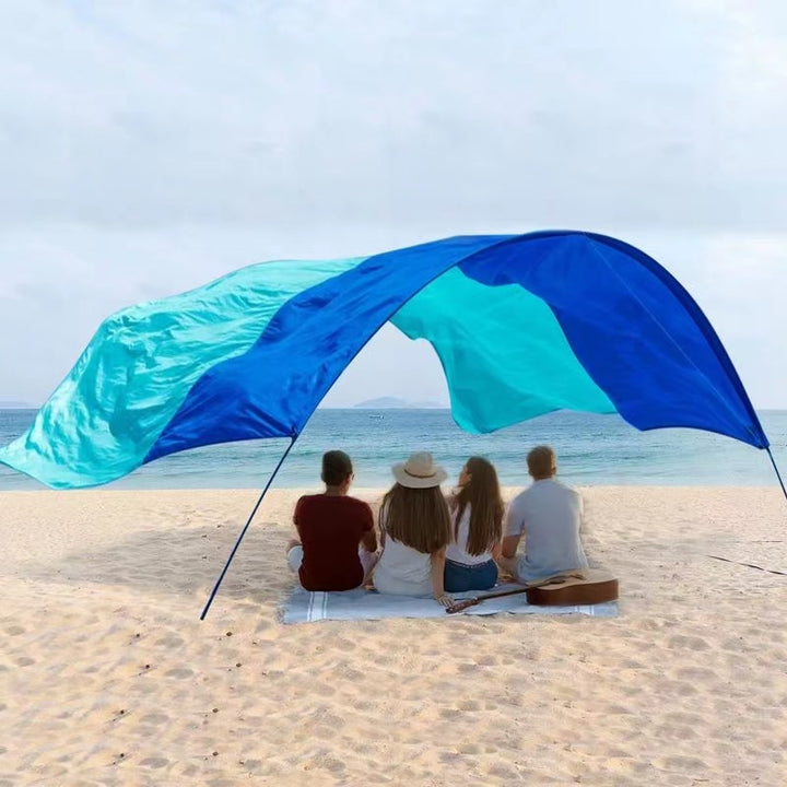 Wind-Resistant Beach Shade Tent 150 sq ft oversized canopy with sand anchors 4 lb ultralightweight UPF 50+ sun protection tent
