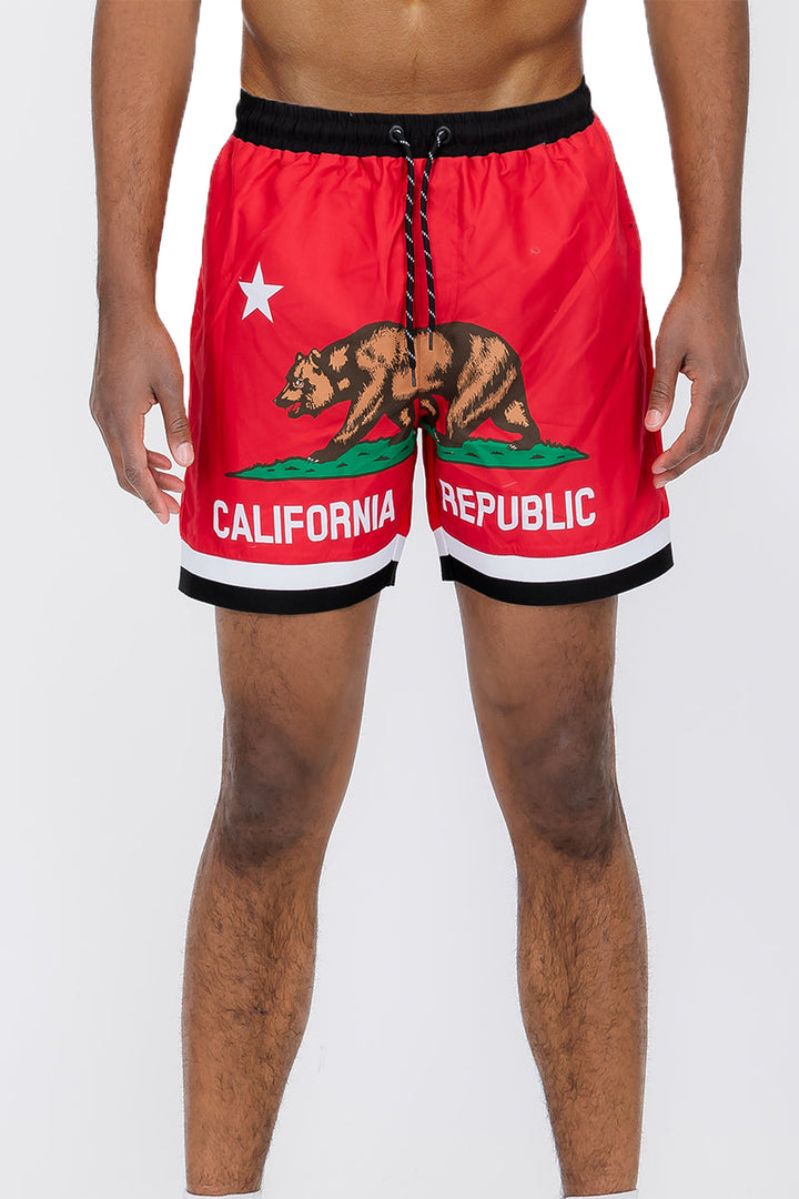 Cali Rep Print Swim Shorts