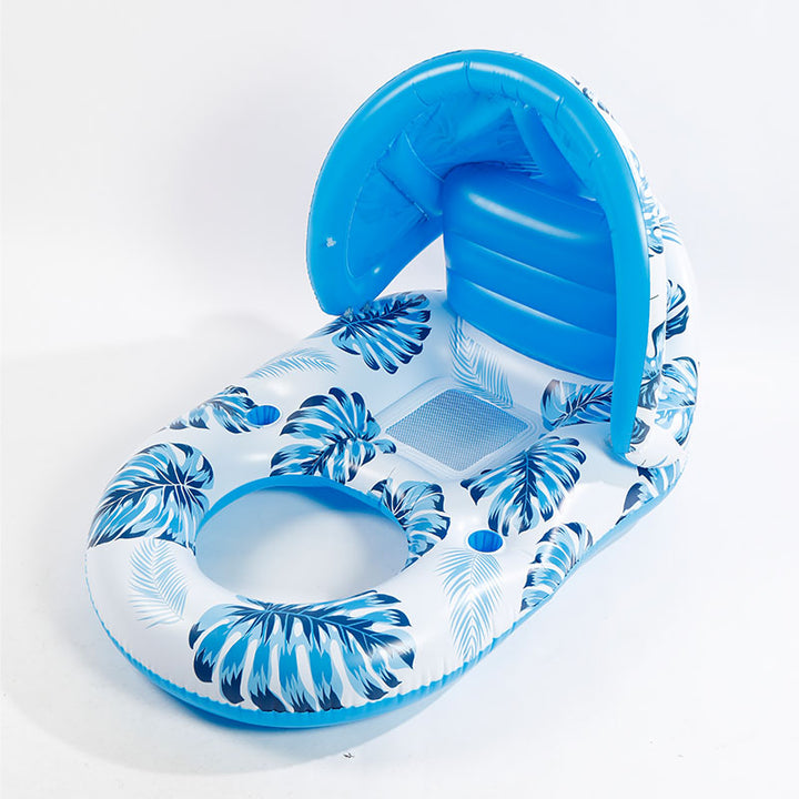 Pool Float with Cup Holder &amp; Sunshade | Thick Large Float with Air Pump