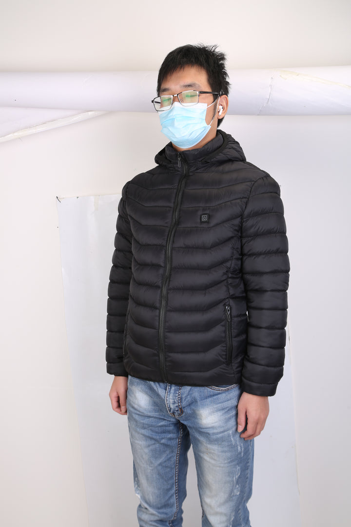 USB Heated Jacket – 8 Heating Zones, Detachable Hood