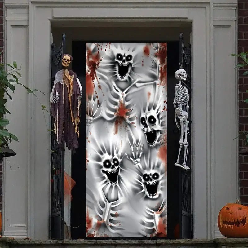 3D Scary Skeleton Door Cover for Indoor Outdoor Decor