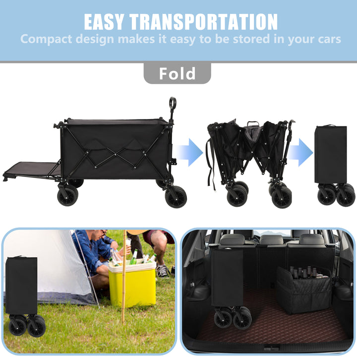 Foldable Wagon with Extended Tailgate – 480 lb Heavy Duty
