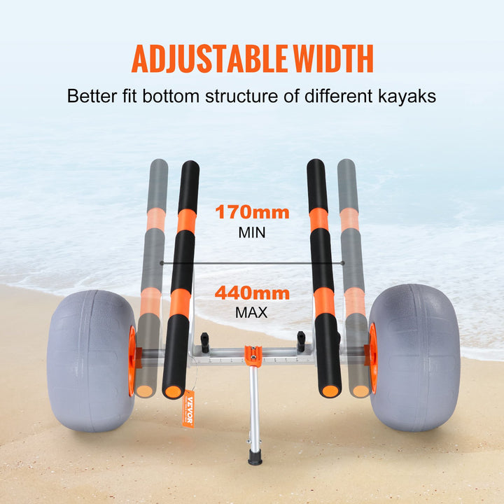 Heavy Duty Kayak Cart | 350 lb Capacity | 12" Sand Tires | Foldable Canoe Trolley