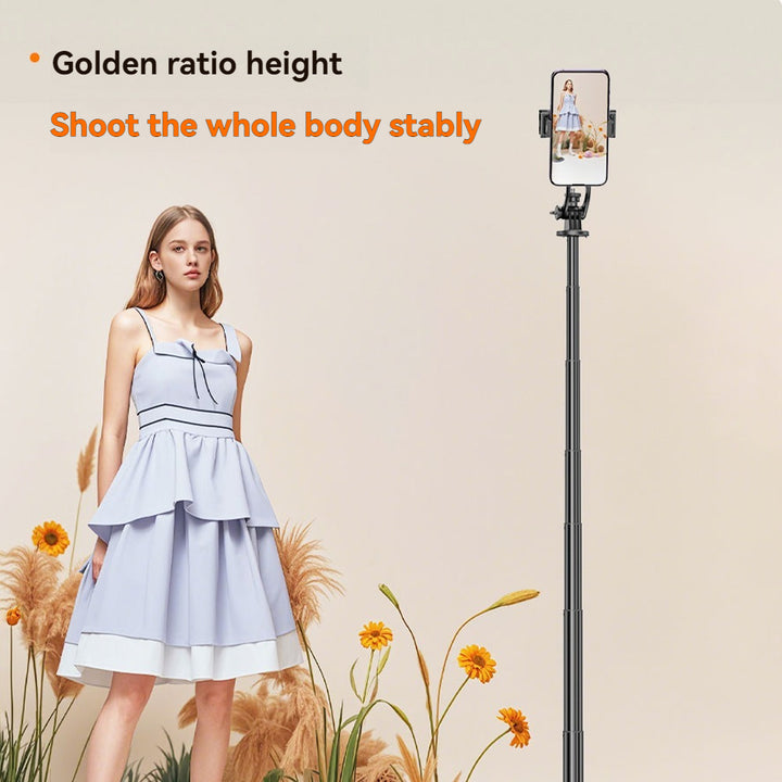 Selfie Stick Tripod with Fill Light – Extendable Phone Stand with Wireless Remote