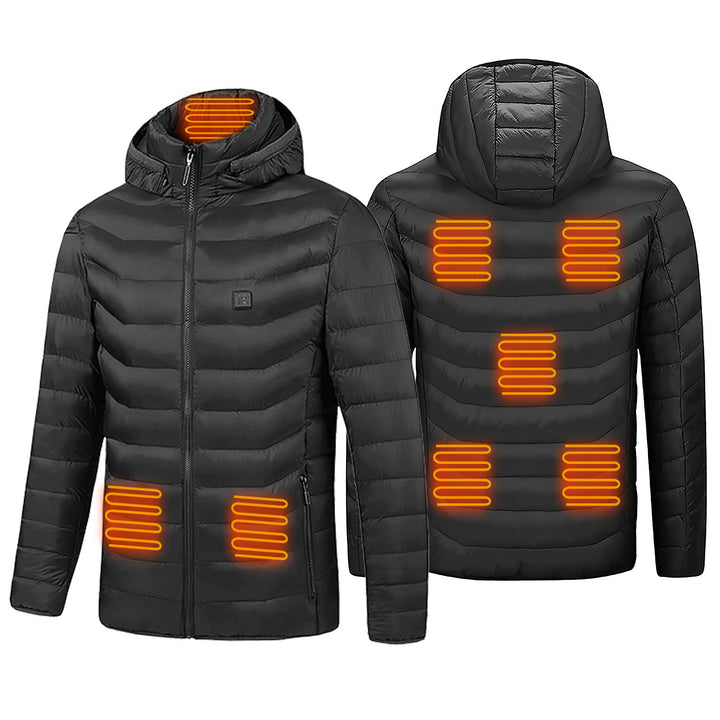 USB Heated Jacket – 8 Heating Zones, Detachable Hood